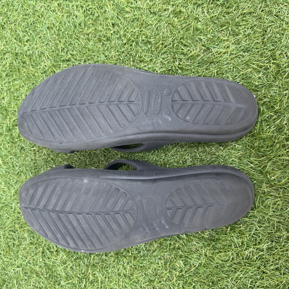 Crocs Sanrah Wedge Sandals Womens Size‎ 11 Black Silver Ring Rare Comfort - Picture 7 of 8